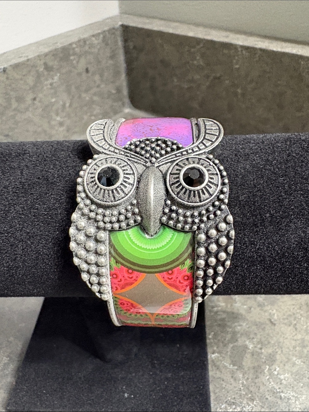 Desigual “Puls Buho People” Owl Hinged Clamp Cuff Bracelet